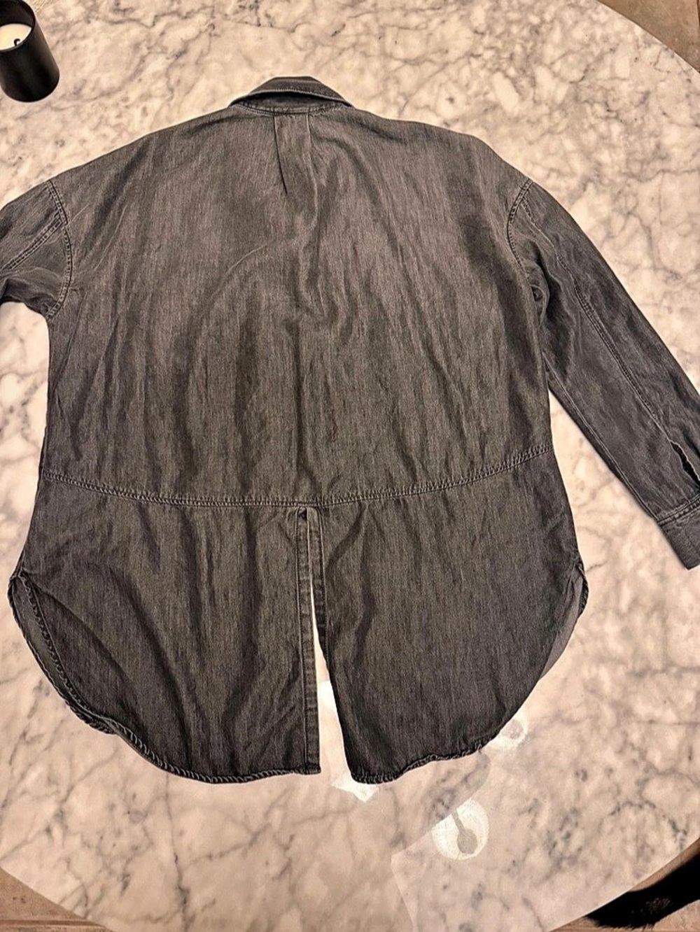 ana grey button up shirt